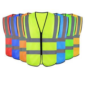 Chaleco de Seguridad Reflectante de Alta Visibilidad Unisex, Azul y Negro, con Cierre Frontal, Múltiples Bolsillos, Transpirable, de Poliéster, con Transferencia Térmica - Product Image 1