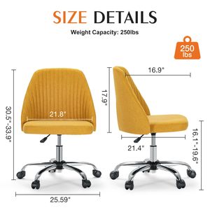 Sweetctrpy senza braccia sedia da scrivania da ufficio regolabile girevole lavoro Computer sedia da trucco con ruote per piccoli spazi - Product Image 2