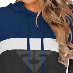 Venta al por mayor de ropa de invierno para mujer, Sudadera con capucha de manga larga con bloques de colores, jersey con estampado de logotipos, sudaderas con capucha personalizadas - Product Image 3