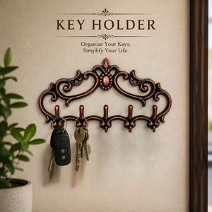 Premium Antique Brass <b>Wall</b> <b>Key</b> Holder Decorative <b>Key</b> Rack with 5 <b>Hooks</b> Vintage Organizer for Entryway Hallway and Home Decor - Product Image 4