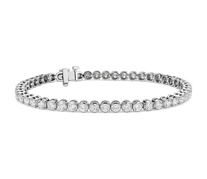 Pulsera de tenis de moissanita y plata 925 con cristales redondos engastados en canal, estilo clásico para boda, pulsera de moda con cuentas - Product Image 2