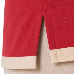 <b>Red</b> Beige Womens V Neck Short Sleeve T Shirt Floral Embroidery Contrast Trim Casual Wholesale Fashion Apparel Manufacturer - Product Image 5