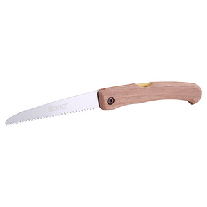 Scie à main pliable SONO JH95 avec manche en bois, lame en acier inoxydable de 100 mm, outil de taille manuel, structure papillon marron - Product Image 1