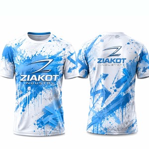 Camiseta Deportiva 3D ZIAKOT para Hombre, Diseño Nuevo, Estampado de Grafiti Personalizado, Blanco-Azul Claro - Product Image 5