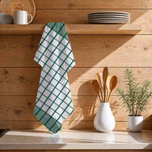 High Quality 100% Cotton Modern Checkered Design <b>Kitchen</b> <b>Towel</b> for Christmas With Customized Size . - Product Image 1