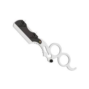 มีดโกนหนวดแบบใบมีดเดี่ยวสองวงแหวน สแตนเลสสตีล ยี่ห้อแซมเบียรัลเมด อินเตอร์เนชั่นแนล สีขาวดำ สำหรับช่างตัดผมมืออาชีพ - Product Image 1