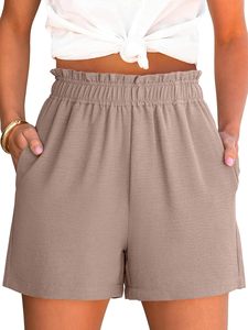 Shorts Casuales de Verano para Mujer, de Cintura Alta, en Spandex/Poliéster, Transpirables, de Secado Rápido, Ecológicos y Ligeros, Ideales para Vacaciones - Product Image 1