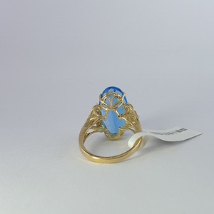 Anillo Clásico de Oro Amarillo de 14K con Topacio Azul de Corte Ovalado para Mujer, Joyería Fina de Diseño, Elegante Accesorio de Moda para Boda - Product Image 6