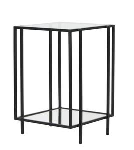 Modern Black Metal Console <b>Table</b> with Tempered Glass <b>Top</b> and <b>Mirrored</b> Shelf Minimalist Living Room Furniture - Product Image 3