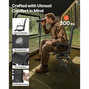 Chaise de chasse et de pêche portable et légère, pivotante à 360 degrés, silencieuse, avec cadre en acier robuste, siège pliable - Product Image 2