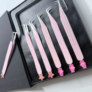Pince à épiler pour cils Lilly/Teadybear, anti-statique, anti-magnétique, à pointe lisse de 10 mm, en acier inoxydable avec revêtement en poudre rose - Product Image 5