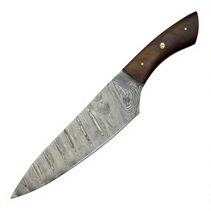 Couteau de chef en acier damas forgé à la main de qualité industrielle supérieure |   Lame à motif torsadé, longueur totale 13 pouces, manche en bois dur - Product Image 3