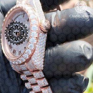 นาฬิกาข้อมือผู้ชายสุดหรู Charm_Jewells สีโรสโกลด์ สแตนเลสสตีล ประดับเพชร ระบบอนาล็อก กลไกจักรกล ขนาด 40 มม. กันน้ำ 10 บาร์ - Product Image 3