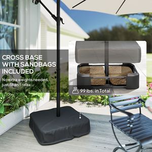 Ombrellone a braccio laterale da patio bianco crema con raggio di 2,7 m, leggero e con copertura protettiva - Product Image 6