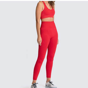 Ensemble de vêtements de sport pour femmes, leggings et soutien-gorge de sport sans couture à taille haute, extensibles, avec option de logo sur le devant - Product Image 2