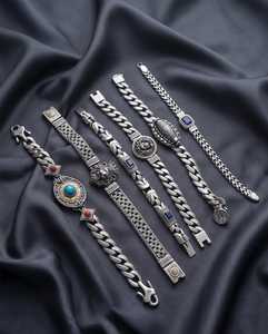 Wholesale Price 925 Sterling Silver <b>Gemstone</b> <b>Bracelet</b> For Men Handcrafted Trendy Retro Style Bohemian Jewelry At Cheapest Price - Product Image 3
