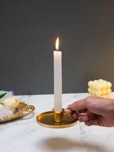 Gold <b>Brass</b> Candle Stand with Floral Design and Long Handle for Home Decoration - Product Image 2