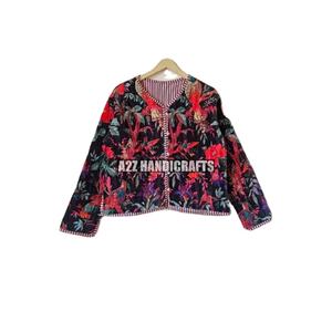 Handmade <b>Women's</b> <b>Velvet</b> Short Jacket Sweet Style Front Pocket Quick Dry Reversible Breathable Cotton Anti-Wrinkle Printed - Product Image 3