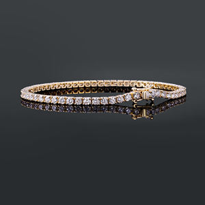 Pulsera de tenis de oro macizo de 18K y chapado en oro de 18K con diamantes de talla radiante engastados en garra, certificado IGI, clásica, unisex, para uso diario - Product Image 1