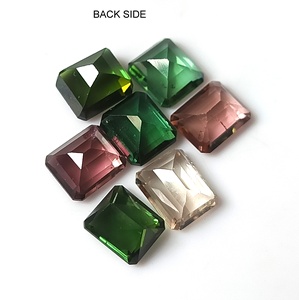 Calibrated Gemstone Pair/ Set 6X7 MM Natural 10.00 Carat Pastel Multi-Color Zambian Tourmaline Emerald Cut <b>7</b>-Pieces Loose - Product Image 6