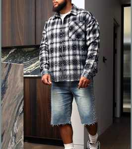 Chemises décontractées en flanelle à carreaux noirs et jaunes pour hommes, coupe classique, manches longues, avec service OEM - Product Image 5