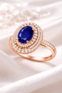 Anillo de Cóctel de Lujo para Mujer, con Halo de Diamantes Ovalados, Oro de 14K, Diamante Natural de 1.2 CT, Joyería para Compromiso y Fiesta, 138 Piezas - Product Image 3