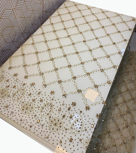 Luxury Traditional Handmade Beaded Embroidered Floral Gold Eco-Friendly High Quality Spandex/Nylon Mesh <b>Lace</b> Rhinestones Silver - Product Image 3