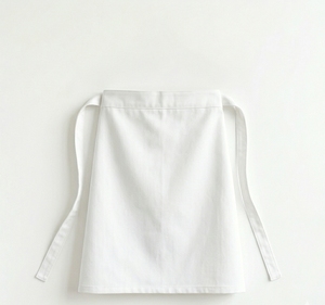 Delantal de cintura tejido de algodón blanco con bolsillo frontal para mujer, uniforme para personal de servicio en restaurantes y bares - Product Image 2