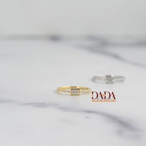 Emerald Cut Lab Grown Diamond <b>Ring</b> for Women Bezel Set <b>Solitaire</b> Engagement <b>Ring</b> Diamond Band Elegant Fine Jewelry Gift - Product Image 2