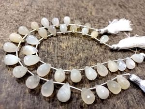 Natural White <b>Rainbow</b> Moonstone Tear <b>Drop</b> Briolette 8x12mm Beads - Product Image 1