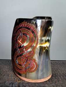 Mug à boire en corne de buffle de qualité supérieure, style Viking, personnalisable - Product Image 2