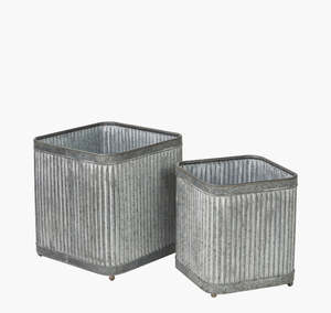 Classical design White washed handmade Galvanized metal <b>square</b> Handmade planters <b>set</b> White patina finishing - Product Image 1