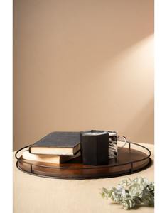 Plateau de service et de rangement en métal et bois foncé de luxe, nouveau design - Product Image 6