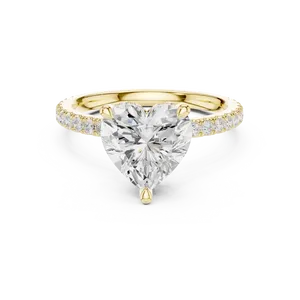 Bague unisexe luxueuse en or avec un diamant de 3 carats taille cœur cultivé en laboratoire et halo caché, cadeau spécial pour fiançailles - Product Image 1
