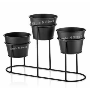 Full Black Iron Powder Coated Durable Multi-Purpose Modern Classic Floor & Indoor Outdoor Planter Drainage - Product Image 1