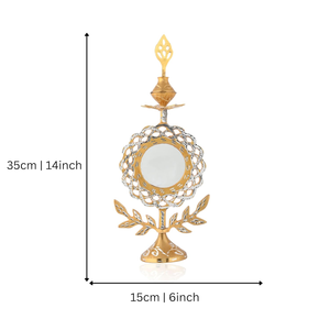 Surmedani de Latón Antiguo con Espejo, Soporte Tradicional Indio para Kohl Kajal, Recipiente Decorativo Artesanal para Cosméticos - Product Image 3