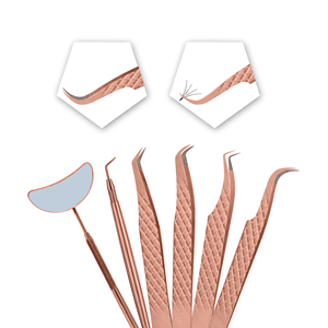 Pinzas de Acero Inoxidable de Calidad Profesional para Extensión de Pestañas con Agarre de Diamante y Mango de Espejo Crystal Beauty - Product Image 3