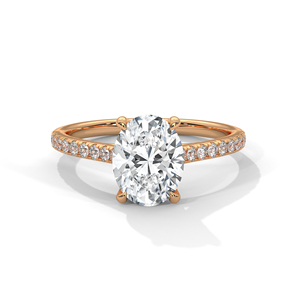 แหวนหมั้นเพชรทรงรีเจียระไนแบบกลม  ทองคำขาว 14K  เพชรเพาะเลี้ยงคุณภาพ EF VVS  รับรองโดย IGI  แหวนแต่งงาน 22 เม็ด ขนาด 1.30 มม. - Product Image 3