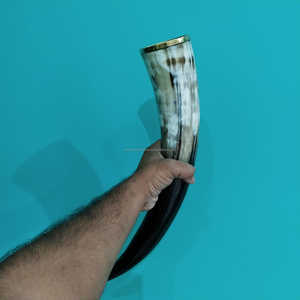 Premium Quality Viking Drinking Ox Horn with Metal Lip Handmade Medieval Style Mug At Best Price - Product Image 6