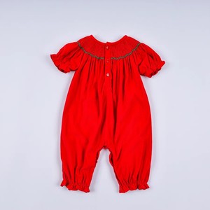 Mono de pana rojo estampado para bebés, mono infantil con botones a presión en las patas, conjunto de invierno - Product Image 3