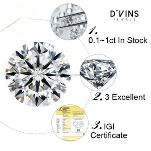 เพชร D'vins Jewels 0.5 กะรัต D VVS-VS ทรงกลม HPHT เพชรเพาะเลี้ยงในห้องปฏิบัติการ IGI สี D คุณภาพการเจียระไนเยี่ยม เพชรเม็ดเดี่ยวสำหรับทำเครื่องประดับ - Product Image 6