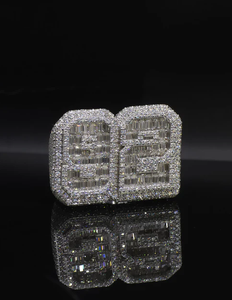 Luxury Moissanite Cocktail Ring 925 Silver Baguette Cut Pave Setting <b>Number</b> Design Unisex Party Jewelry - Product Image 4