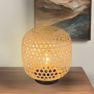 Lámpara de Mesa de Bambú Contemporánea con Diseño Simple, Luz Regulable, Material Natural, Estética para Dormitorio - Product Image 4