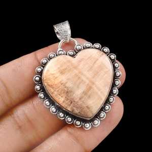 Natural Calcite <b>Heart</b> Pendant 925 Sterling Silver Gemstone Jewelry For Women Men Handmade Elegant Gift - Product Image 4