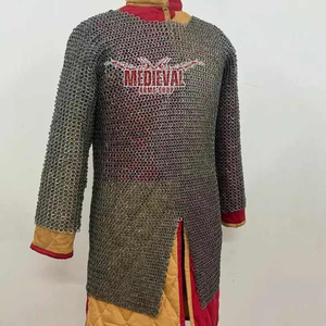 Armadura de Cota de Magas Medieval de Acero Suave Hecha a Mano, de Longitud Larga, con Anillos Planos Remachados, para Halloween y Reenactamiento - Product Image 2