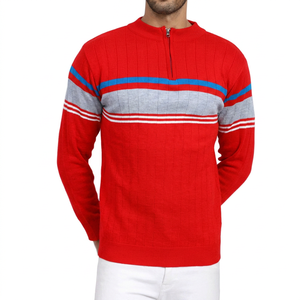 Suéter de Punto con Cierre de Cremallera de un Cuarto, Azul Marino a Rayas, para Hombre, Corte Regular, Estilo Casual para Otoño - Product Image 6