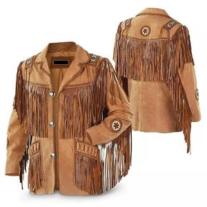 Authentic Vintage Western Cowboy/Cowgirl Canvas Real <b>Suede</b> Leather <b>Jacket</b> Fringe Beaded - Product Image 4