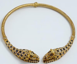 Collier ras du cou plaqué or 24 carats motif léopard, serti de diamants, en alliage de zinc, style vintage, chaîne serpent pour femme - Product Image 3