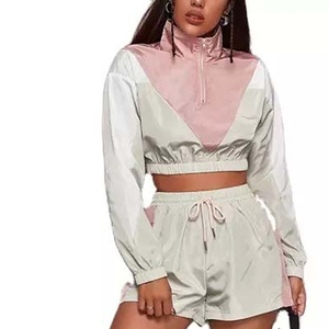 Conjunto de Pantalones Cortos de Dos Piezas a la Moda para Mujer, Chaqueta con Capucha y Cremallera, Conjunto Deportivo para Mujer - Product Image 2