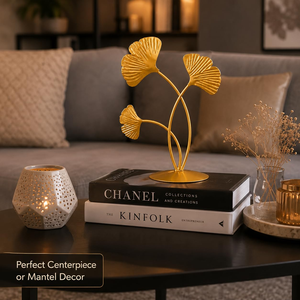 Modern <b>Gold</b> Finish Metal Ginkgo Leaf Sculpture <b>Decorative</b> Tabletop Showpiece Elegant Botanical Art for Office Desk <b>Living</b> <b>Room</b> - Product Image 5